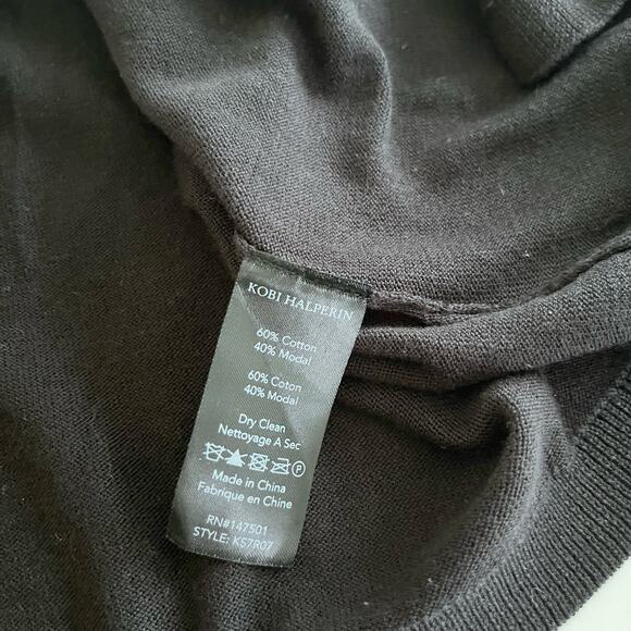 Kobi Halperin Black Tie Front Crochet Flare Bell Sleeve Knit Cardigan Size Small - Picture 9 of 9